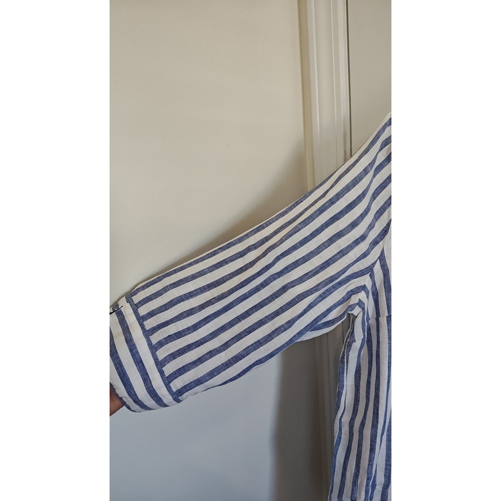 Women Size tag 1.5 US‎ 10 Chico's Blue White Striped Linen Button Down Shirt - Picture 10 of 16